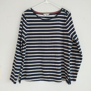 Boden Top Tunic Womens US14/M*Blue White Striped Cotton Buttons Nautical Preppy